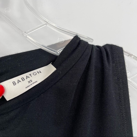 Aritzia Babaton gervasio t-shirt black open cut out drape cross back muscle top - Picture 7 of 16